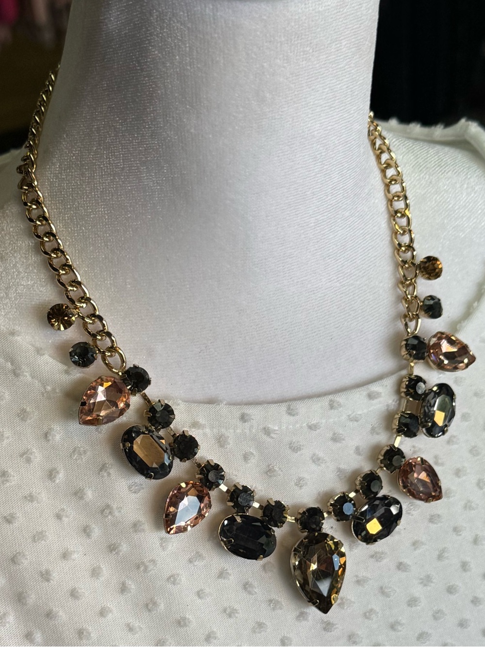 Laundry By Shelli Segal Gold-Tone Necklace with Black and Champagne Crystals
